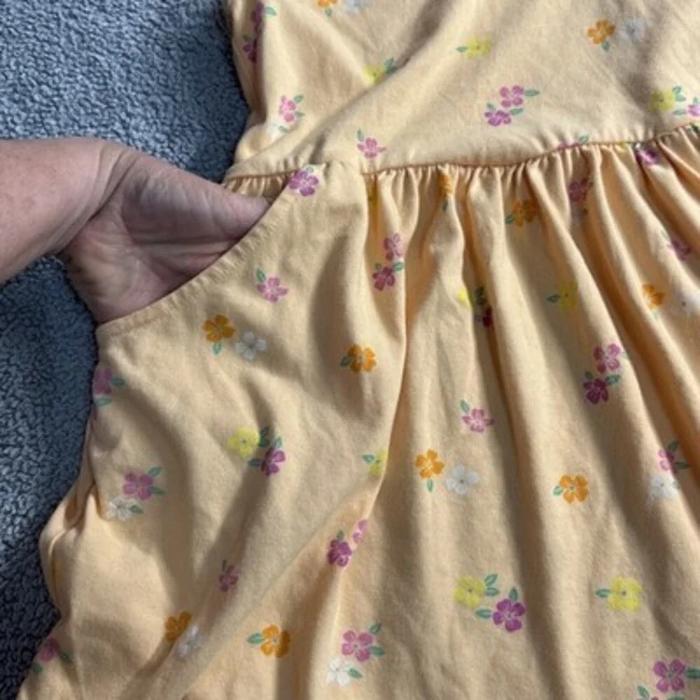 Cat & Jack Girls Peachy-Orange Floral Sundress Sleeveless Ruffle Neck M (8)